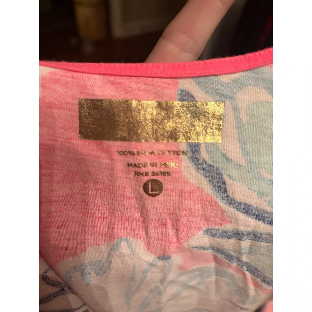 Lilly Pulitzer Carmel Kir Royal Pink Swept By The Tides Pima Cotton Tank Dress L